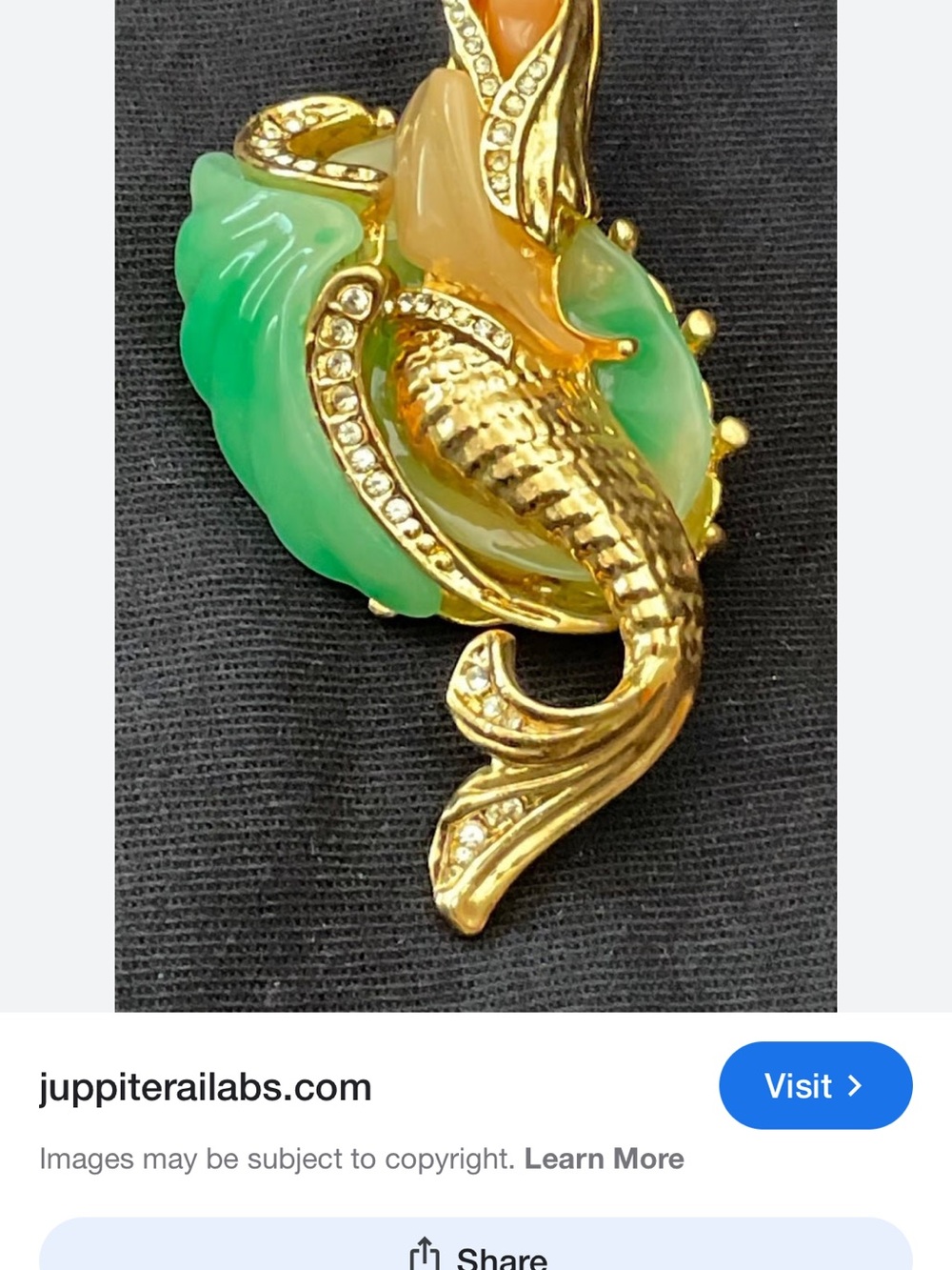 Vintage Hattie Carnegie Mermaid Clam shell Rhinestone Brooch - Picture 3 of 5